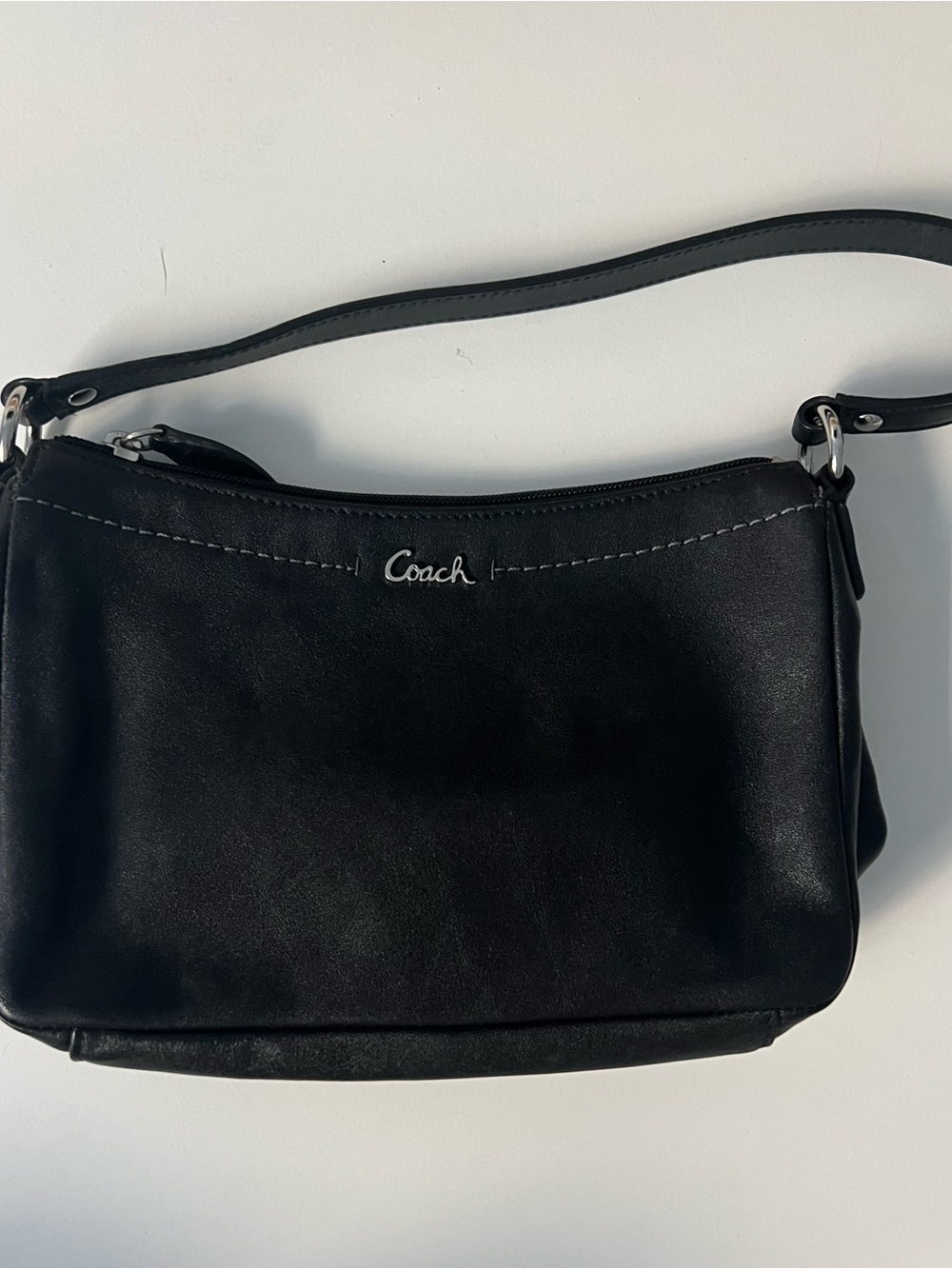 Mini Black Leather Ashley Hobo Vintage Coach Shoulder Bag